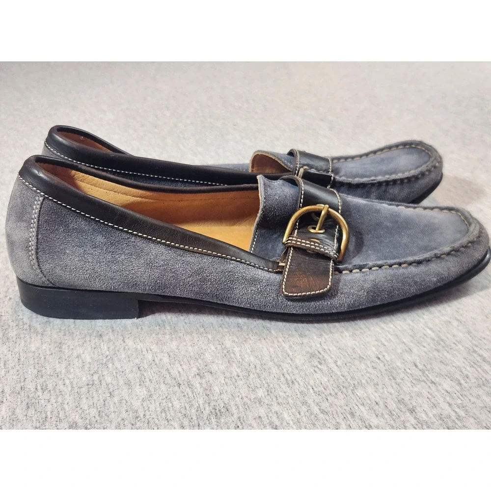 Coach Loafers Womens 6.5 Blue Suede Leather Buckle slip on Shoes